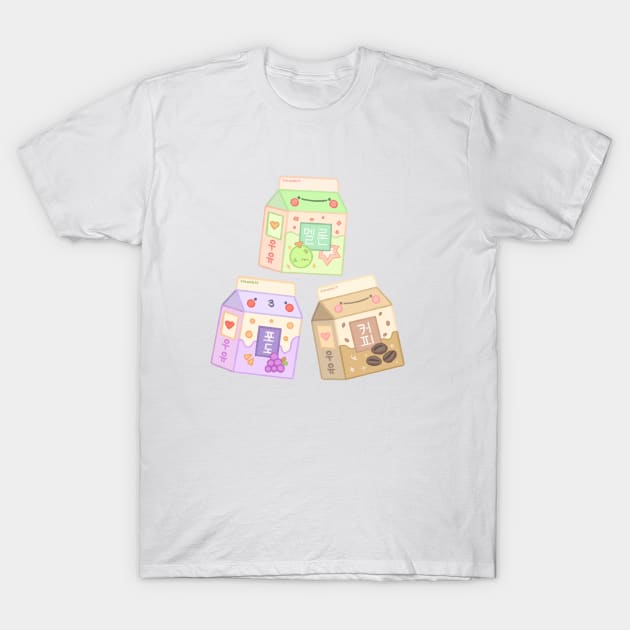 Kawaii Milk Cartons (Melon, Grape, Coffee) T-Shirt by Chubbit